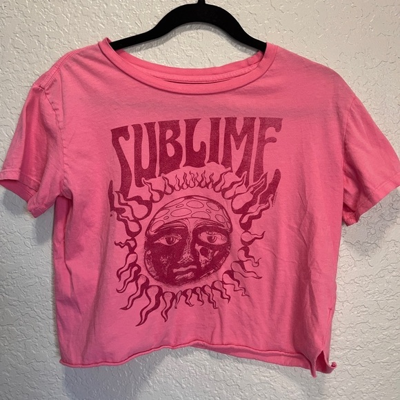 Rowdy Sprouts Pink Sublime Graphic Kids Crop Top sz 14 - Picture 1 of 6